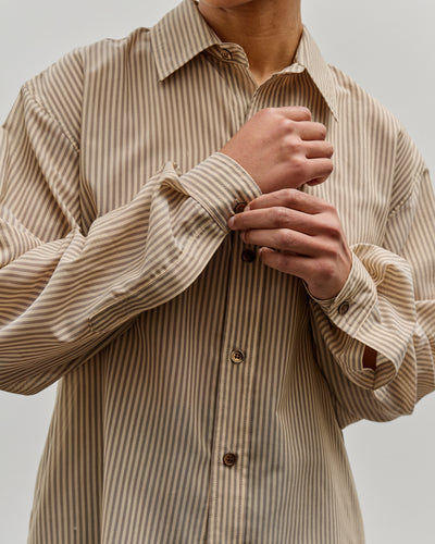 Colbo Office Shirt, Brown & Beige Stripe