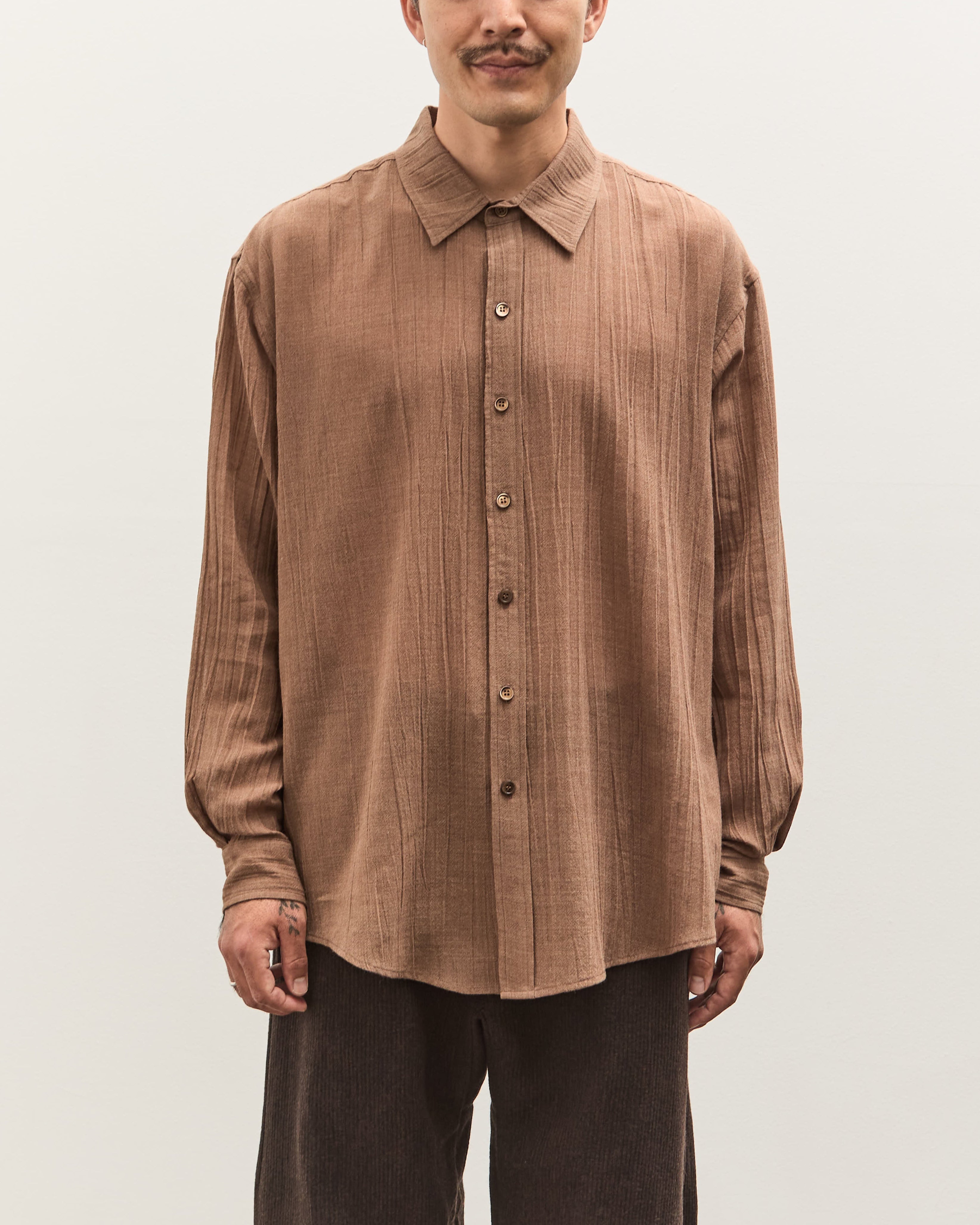 COLIMBO Long Sleeve Work Shirt 15 Brown