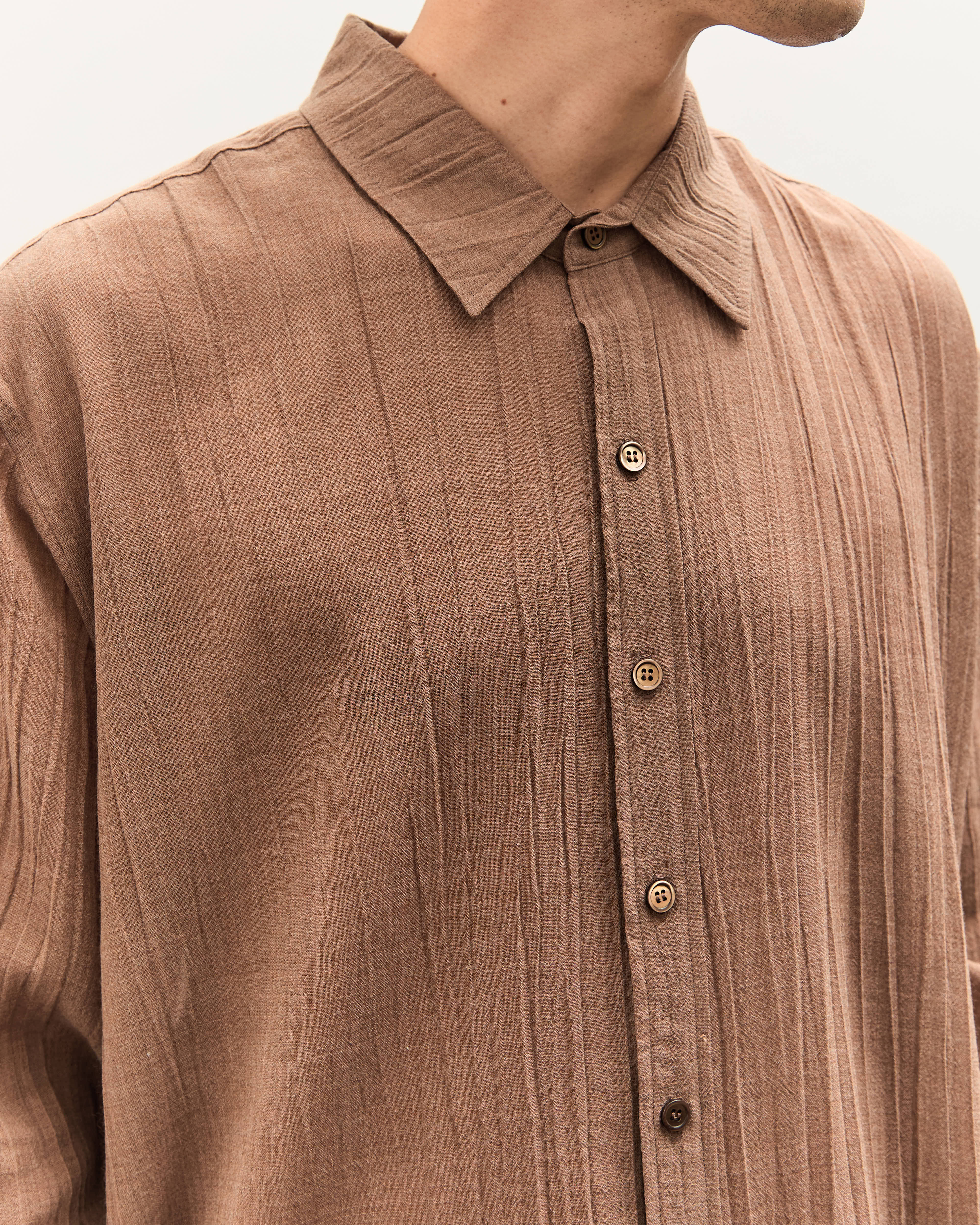 Colbo Office Shirt Unisex, Sheer Crinkled Clay – Glasswing