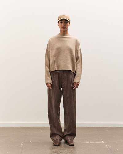 Colbo Single Pleat Pants, Washed Brown Houndstooth