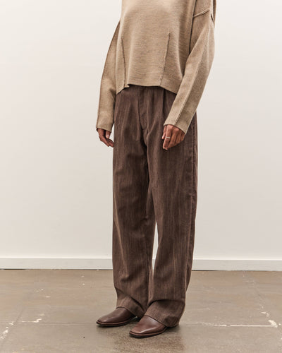 Colbo Single Pleat Pants, Washed Brown Houndstooth