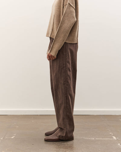 Colbo Single Pleat Pants, Washed Brown Houndstooth