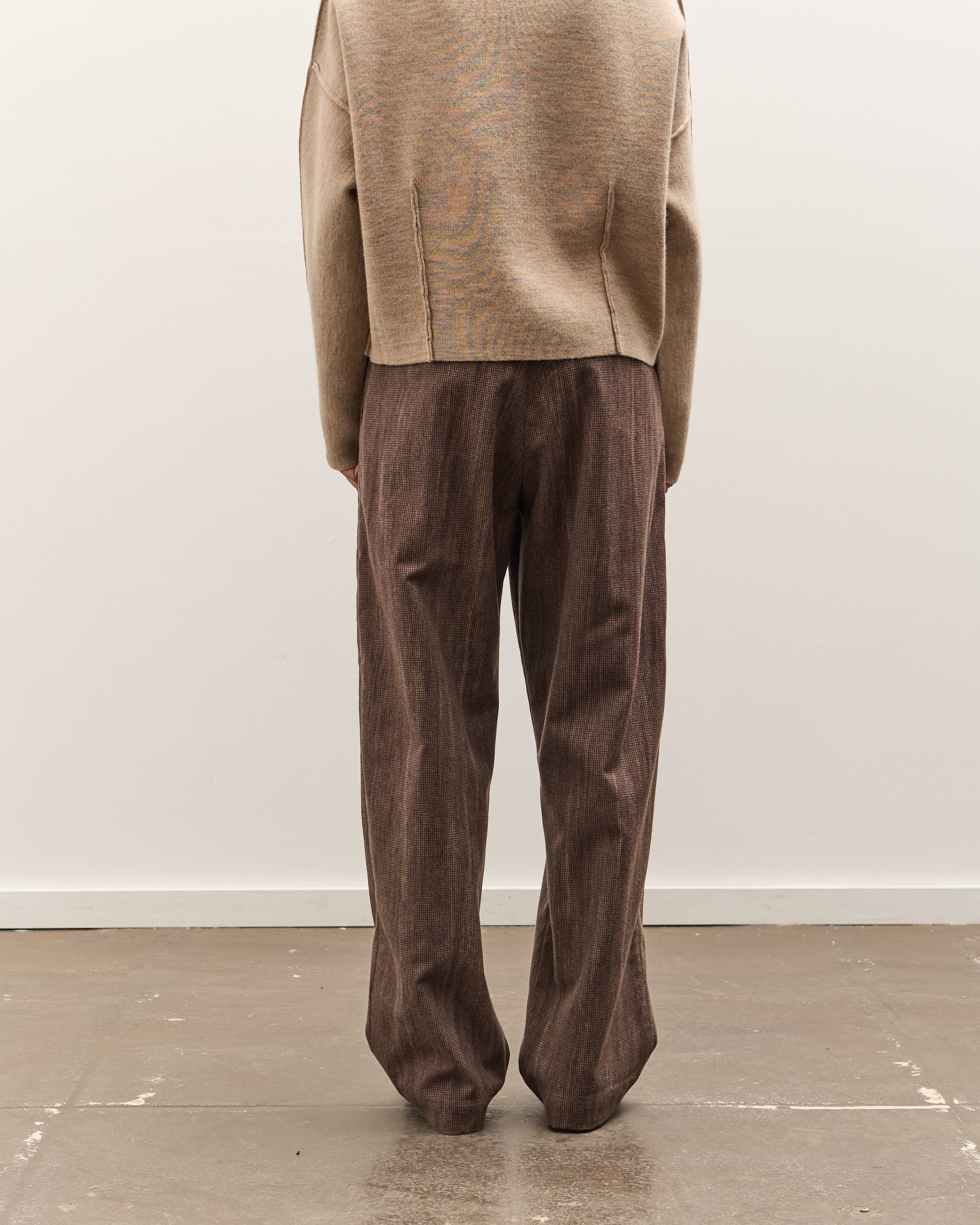 Colbo Single Pleat Pants, Washed Brown Houndstooth – Glasswing