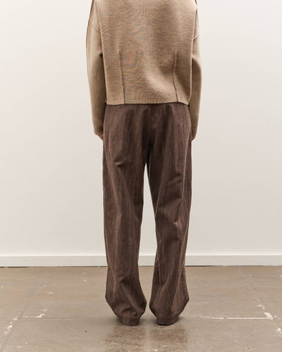 Colbo Single Pleat Pants, Washed Brown Houndstooth