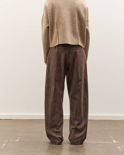 Colbo Single Pleat Pants, Washed Brown Houndstooth