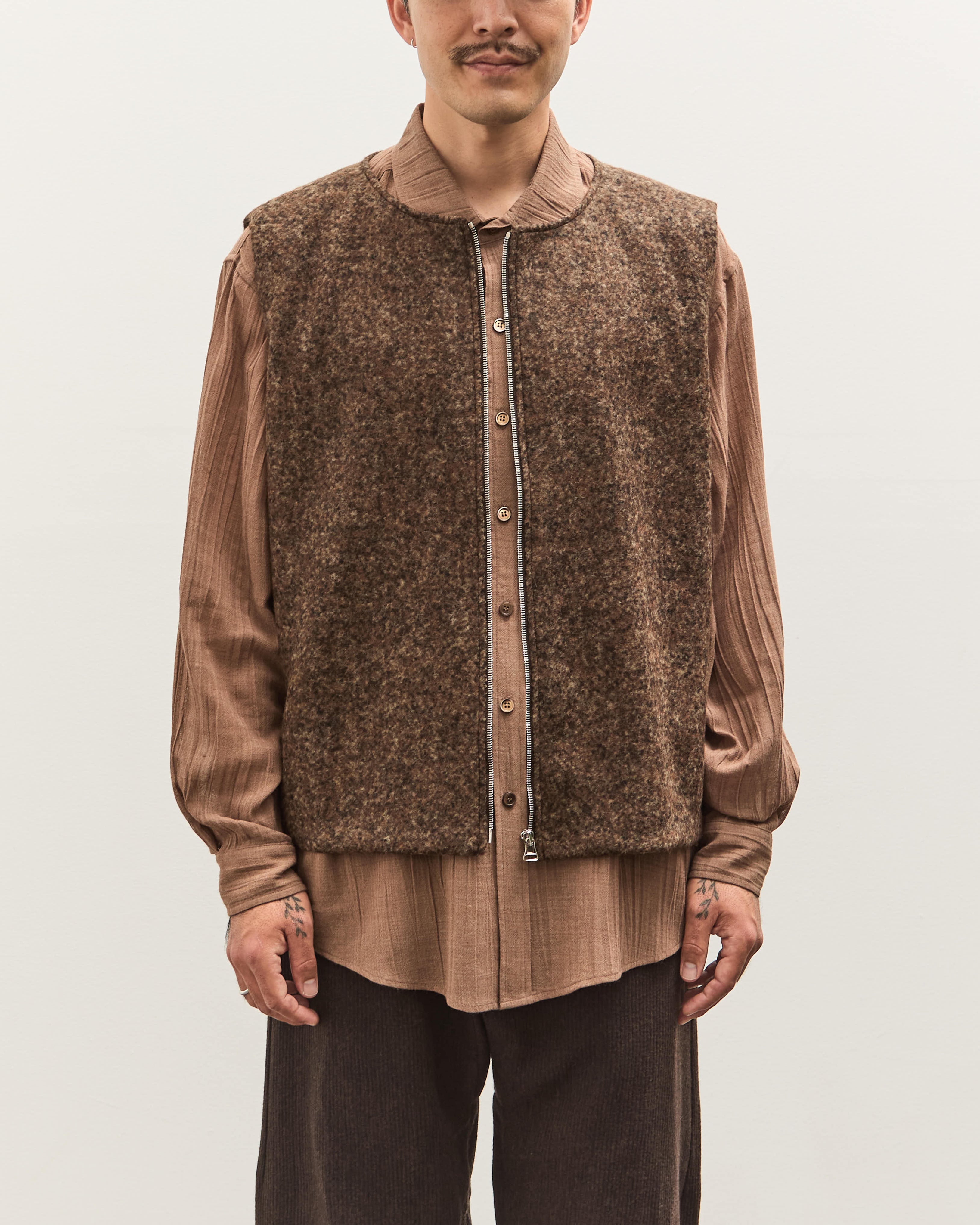 Colbo Zip Vest Unisex, Speckled Brown – Glasswing