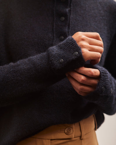 Cordera Baby Alpaca Polo Sweater, Navy