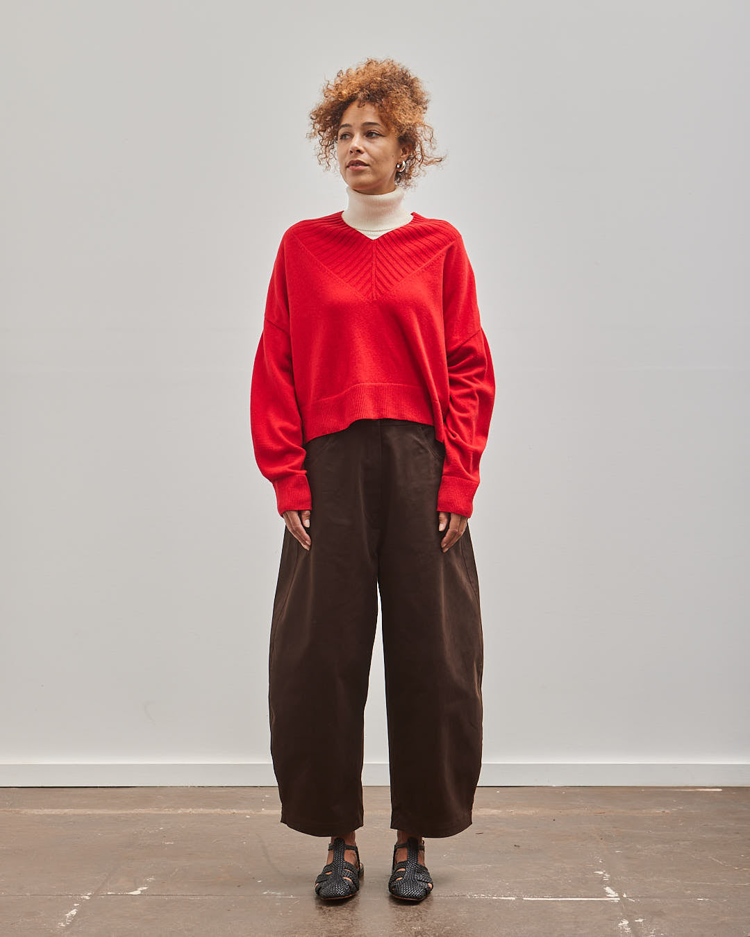 Silk Front Seam Sweater Red Cordera