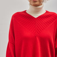 Cordera Cashmere Ribbed Neck Sweater, Red