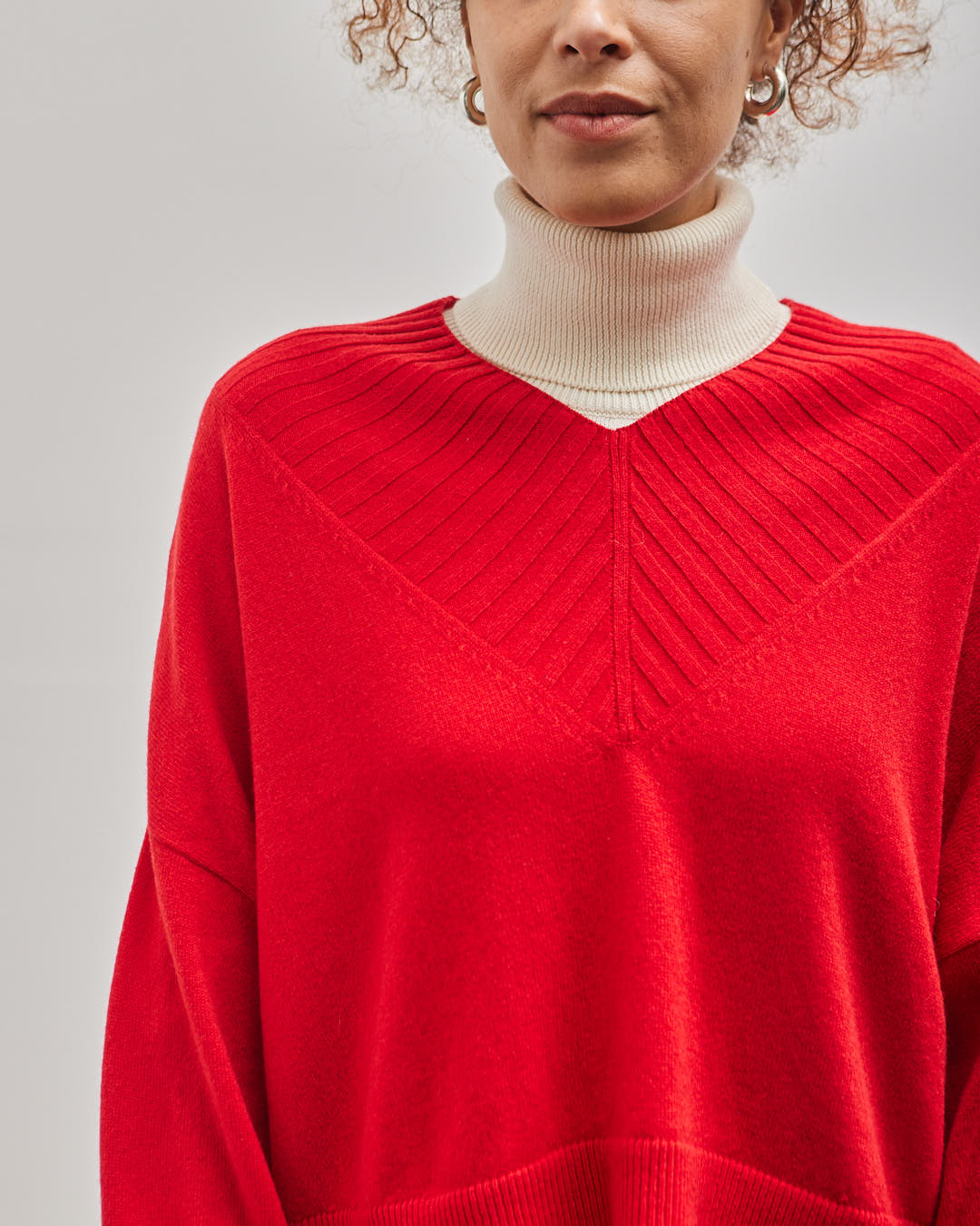 Cordera Cashmere Ribbed Neck Sweater, Red