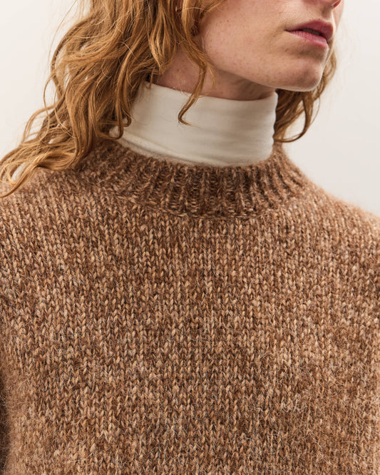 Cordera Chunky Sweater, Brown Melange