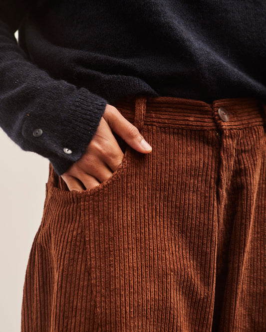 Cordera Corduroy Baggy Pants, Pardo