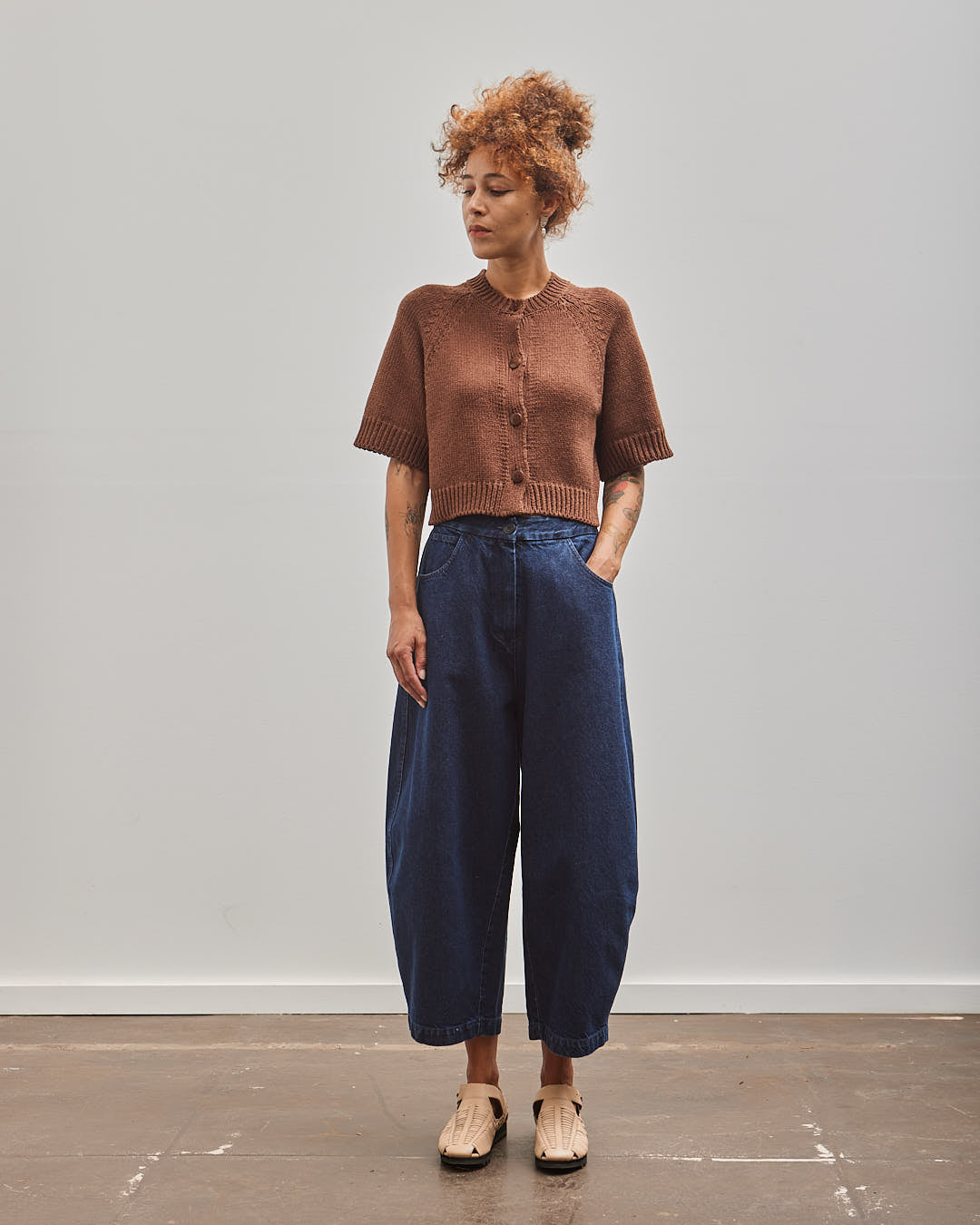 CORDERA COTTON BUTTONED TOP コットンカーディガン五分 Cordera Cotton Buttoned Top, Madera – Glasswing