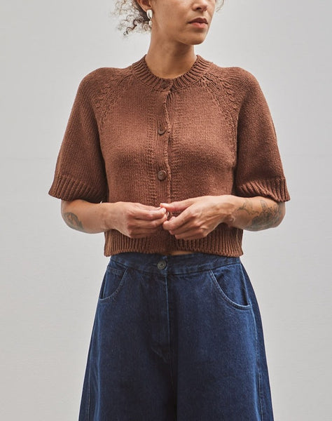 CORDERA COTTON BUTTONED TOP コットンカーディガン五分 Cordera Cotton Buttoned Top, Madera – Glasswing