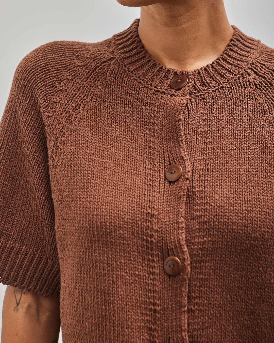 CORDERA COTTON BUTTONED TOP コットンカーディガン五分 Cordera Cotton Buttoned Top, Black – Glasswing