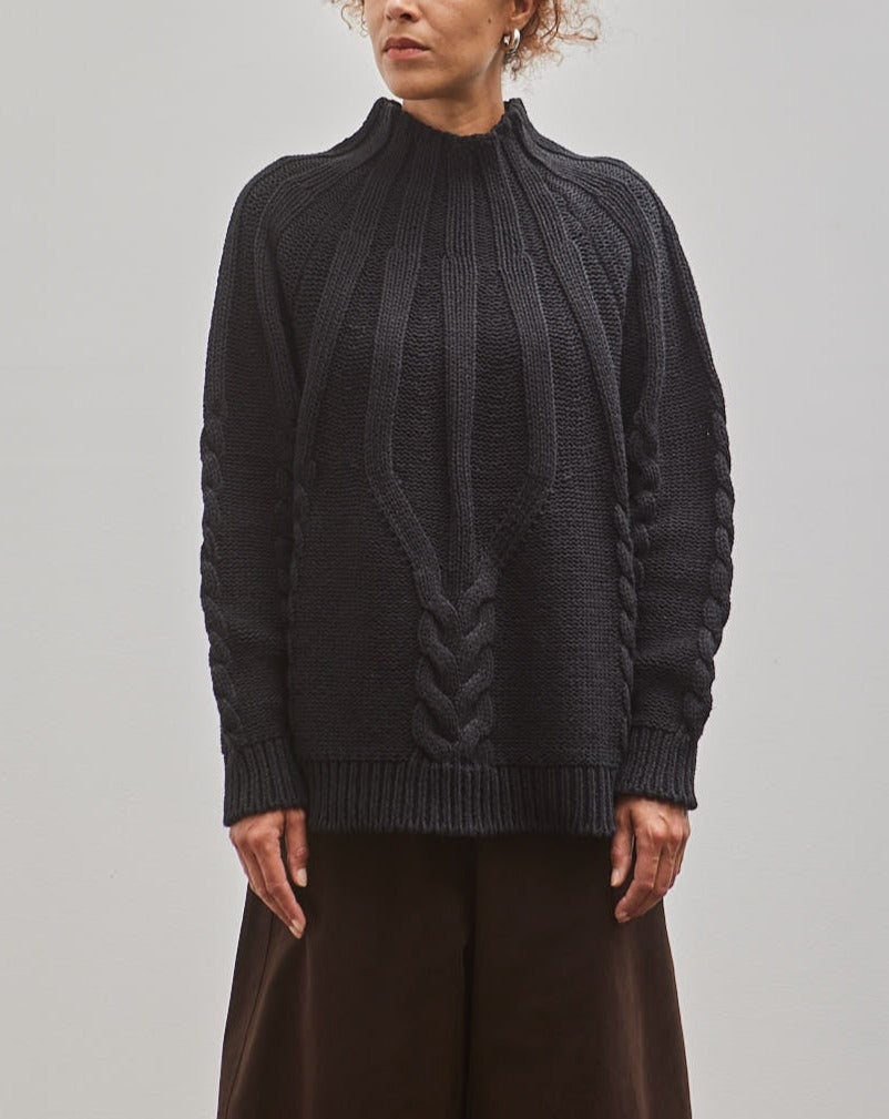Cordera Cotton Cable Sweater, Black