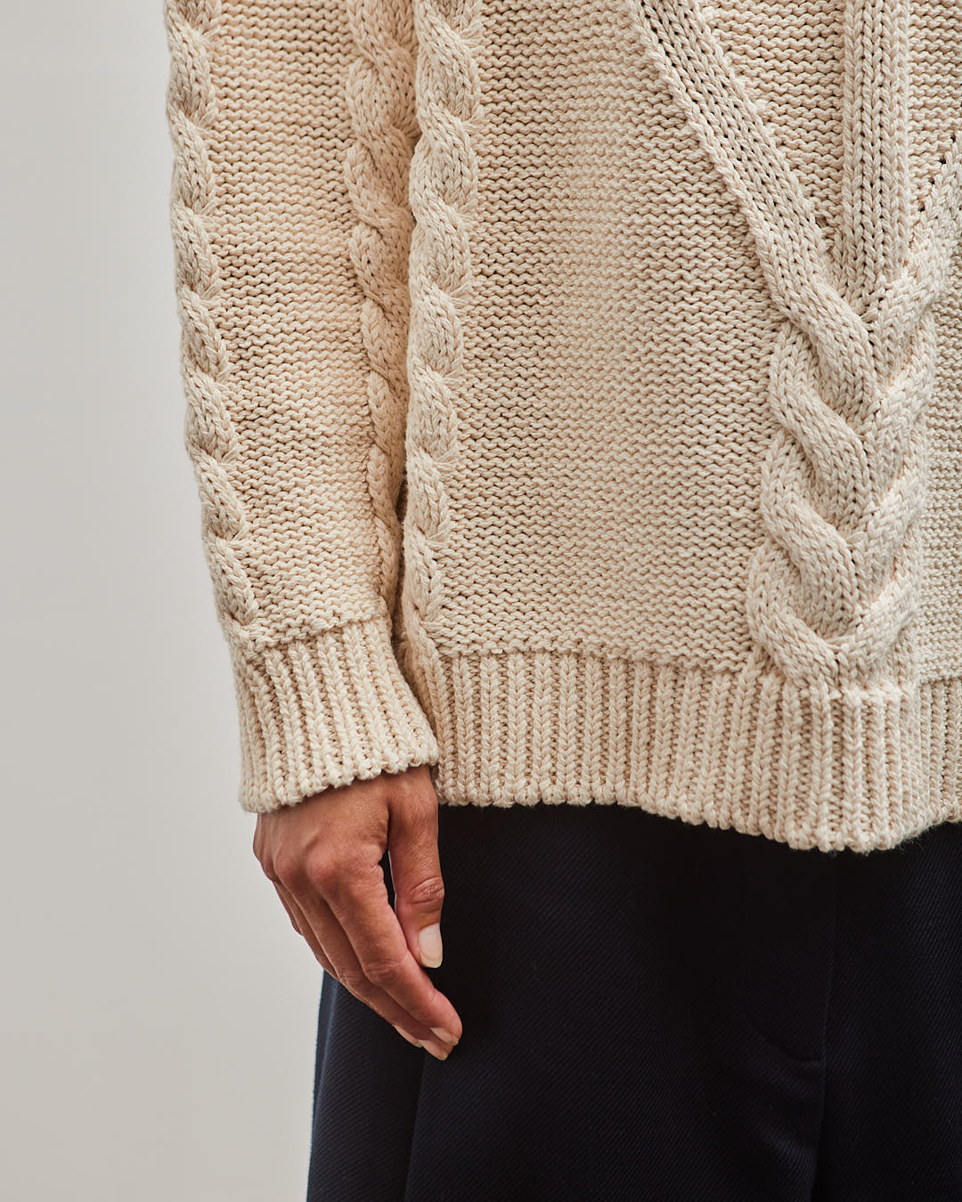Cordera Cotton Cable Sweater, Natural – Glasswing
