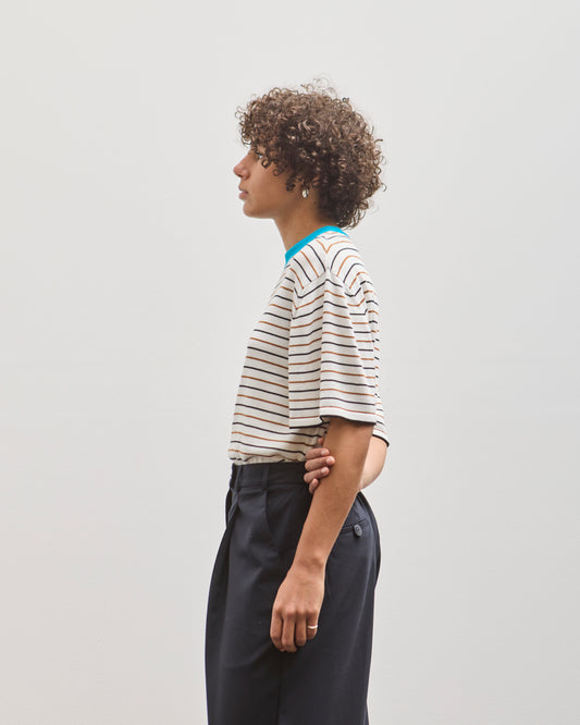 Cordera Cotton Striped T-Shirt, Ceruleo