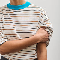 Cordera Cotton Striped T-Shirt, Ceruleo