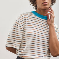 Cordera Cotton Striped T-Shirt, Ceruleo
