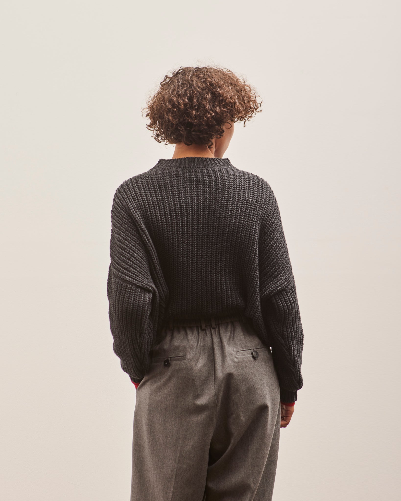 Cordera Cotton Cropped Sweater, Anthracite