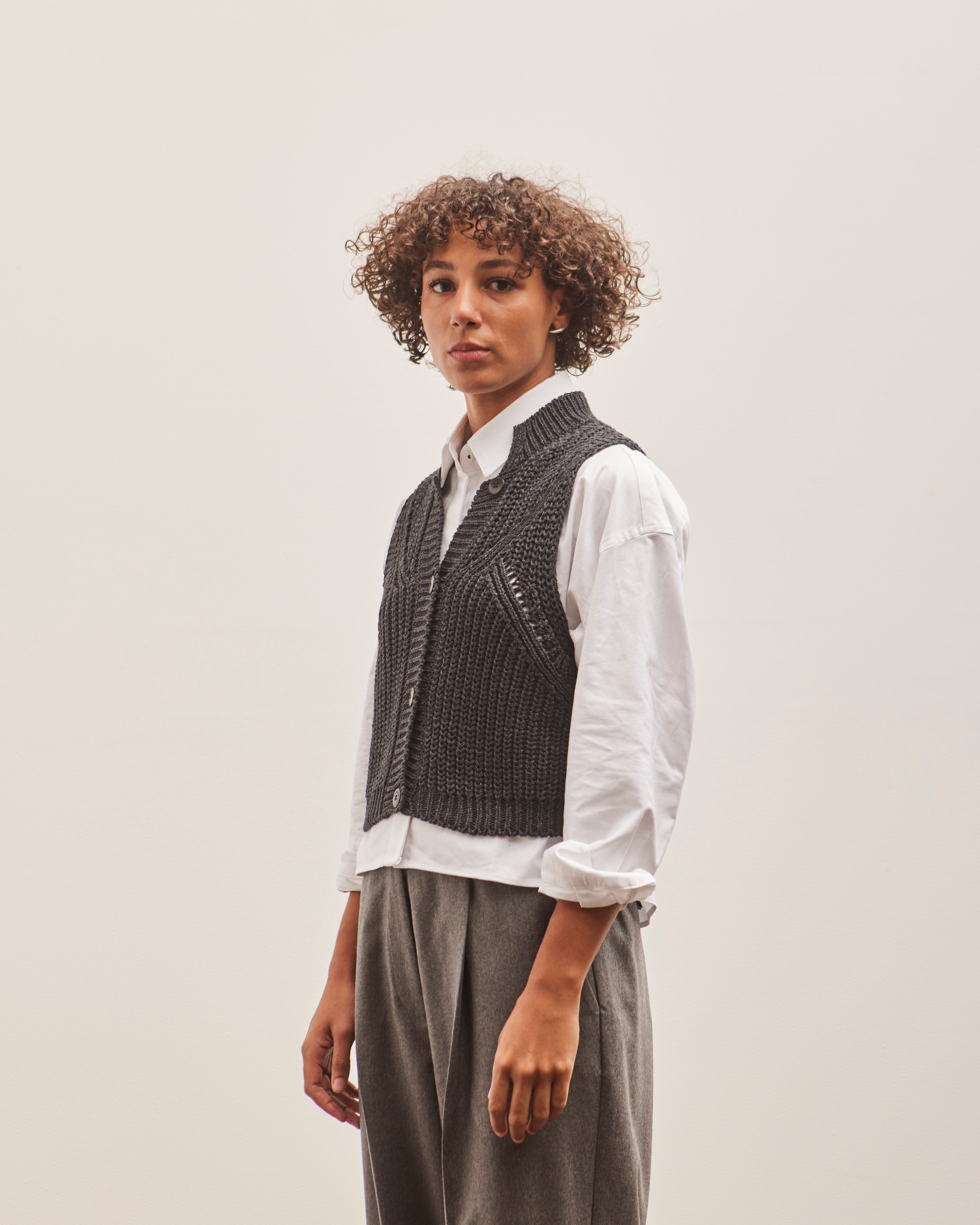 Cordera Cotton Cropped Waistcoat, Anthracite – Glasswing