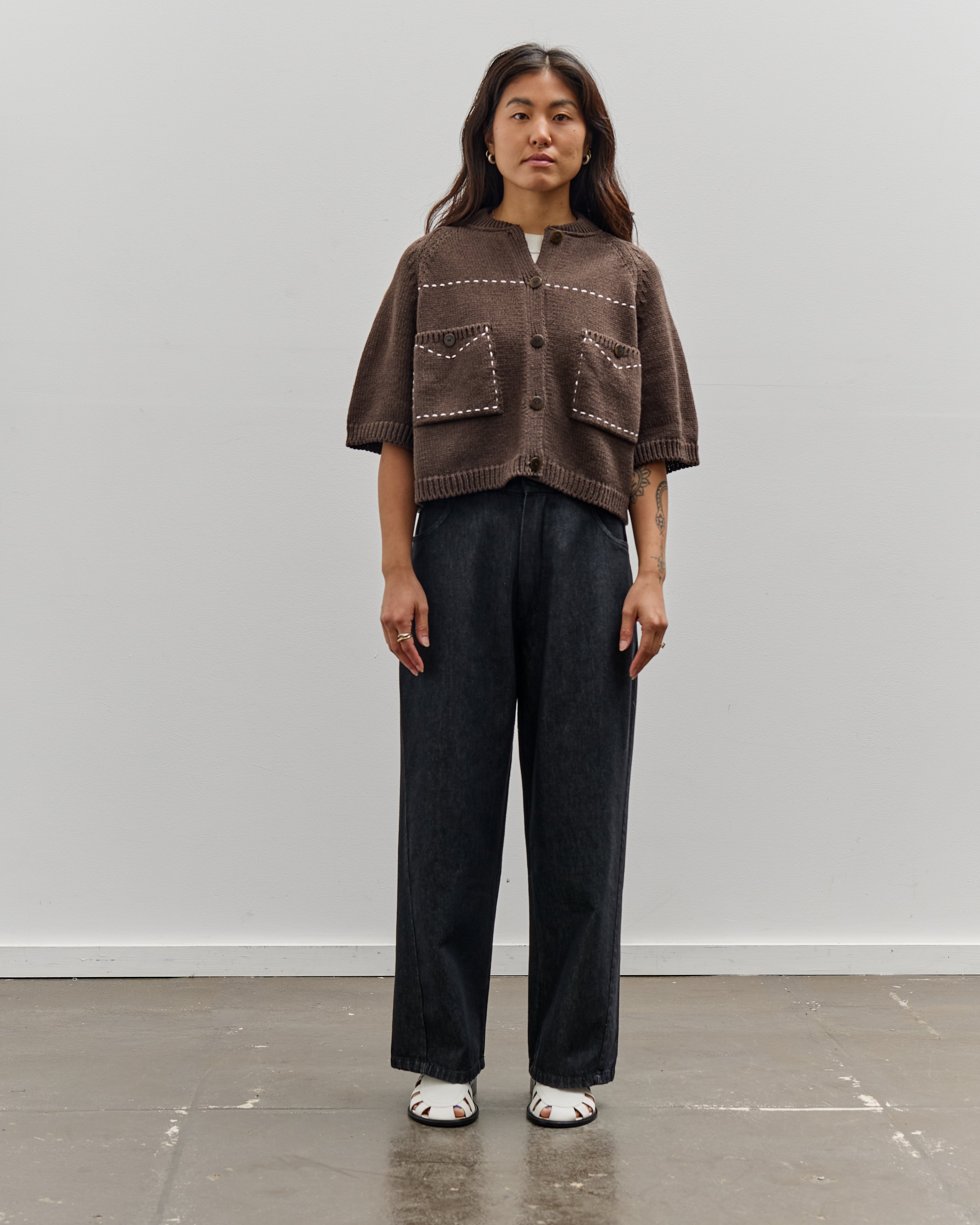 Cordera Cotton Stitched Top, Brown – Glasswing