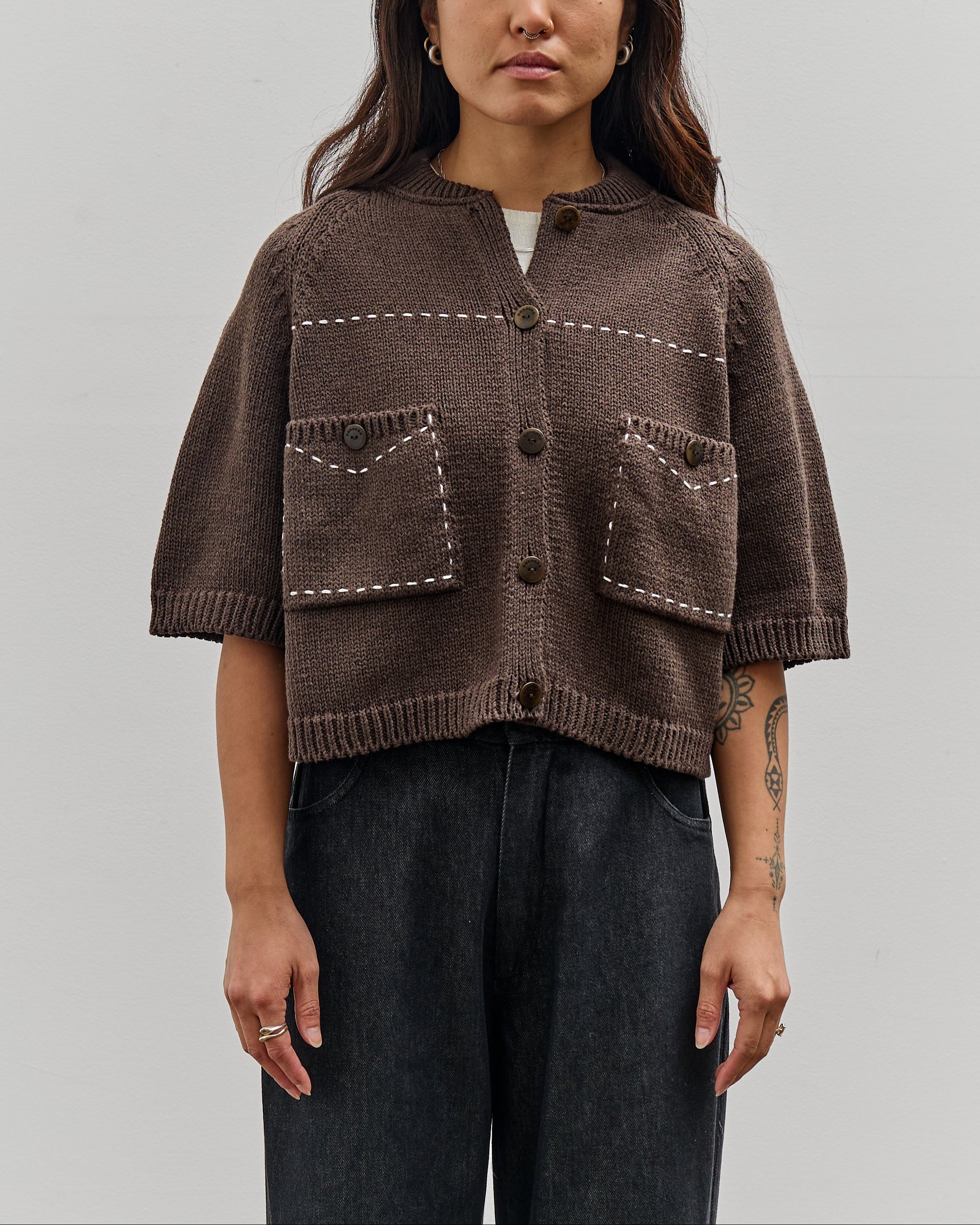 トップス bshop CORDERA Cordera Cotton Stitched Top, Brown – Glasswing