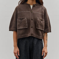 Cordera Cotton Stitched Top, Brown
