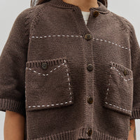 Cordera Cotton Stitched Top, Brown