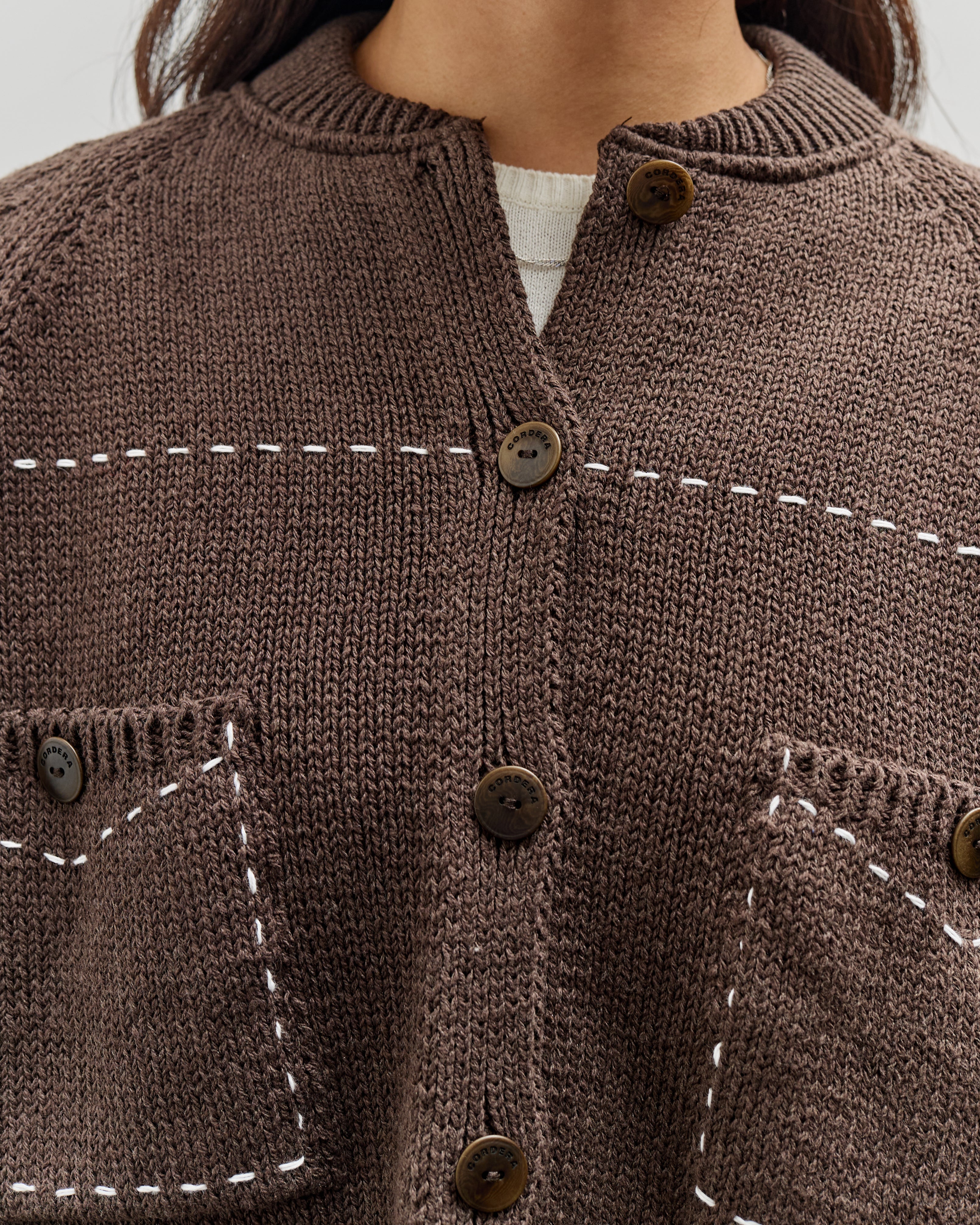 トップス bshop CORDERA Cordera Cotton Stitched Top, Brown – Glasswing