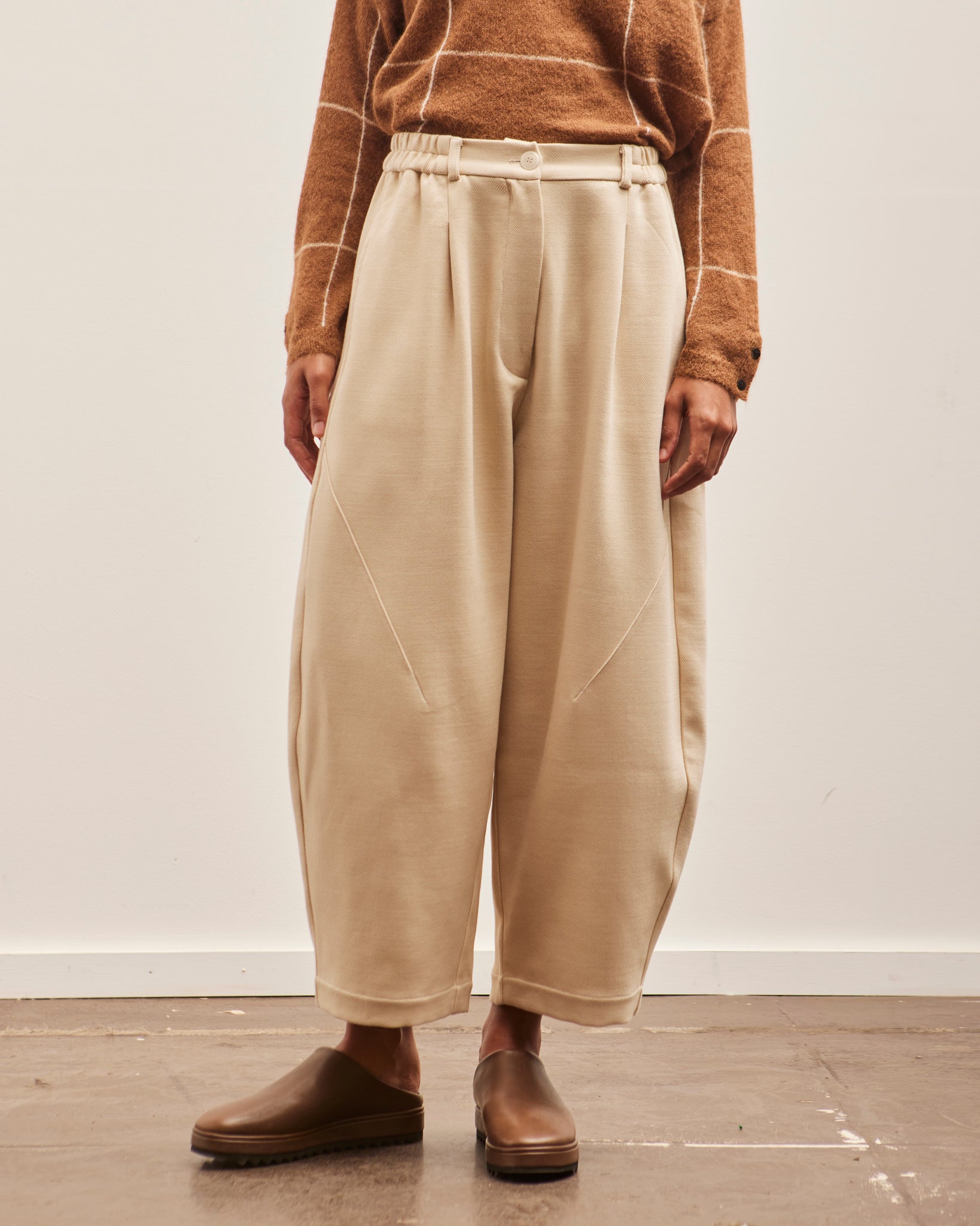 Cordera Cotton & Wool Baggy Pants, Alabaster | Glasswing