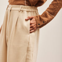 Cordera Cotton & Wool Baggy Pants, Alabaster