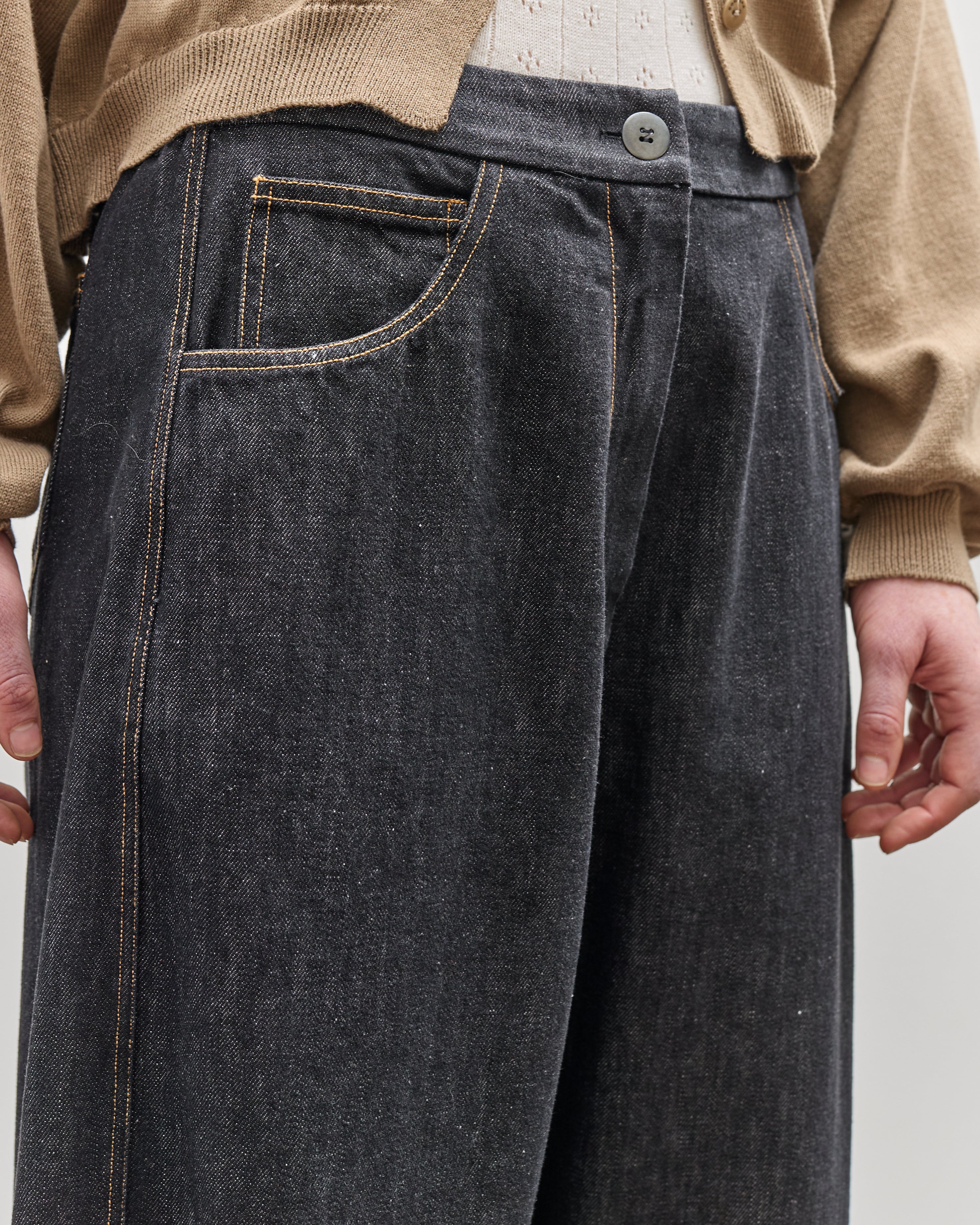 Cordera Curved Leg Pants, Denim – Glasswing