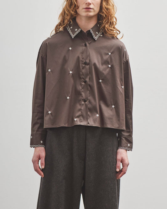 Cordera Embroidery Shirt, Chocolate