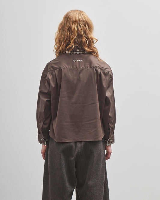 Cordera Embroidery Shirt, Chocolate