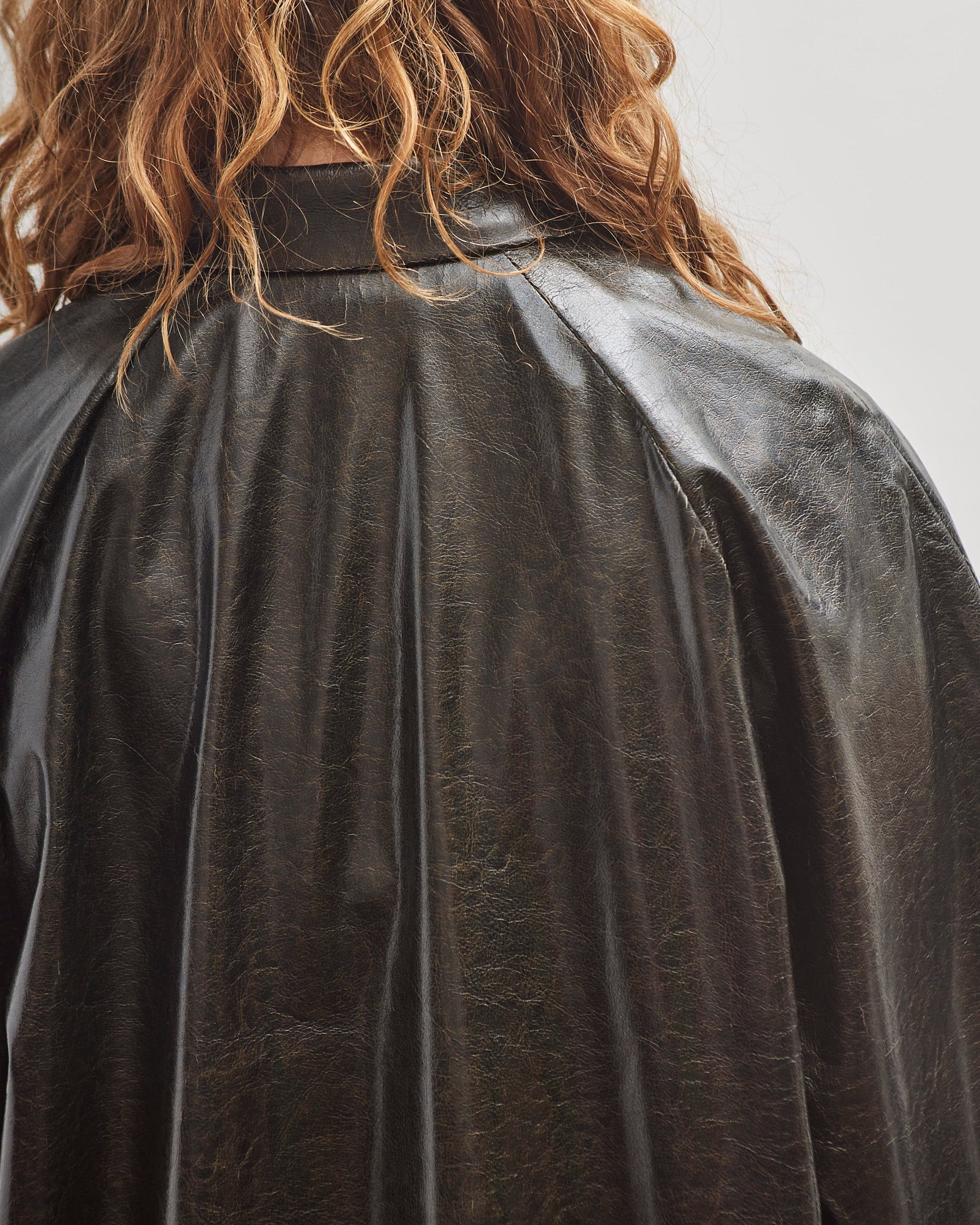 Cordera Faux Scratched Leather Coat, Black – Glasswing