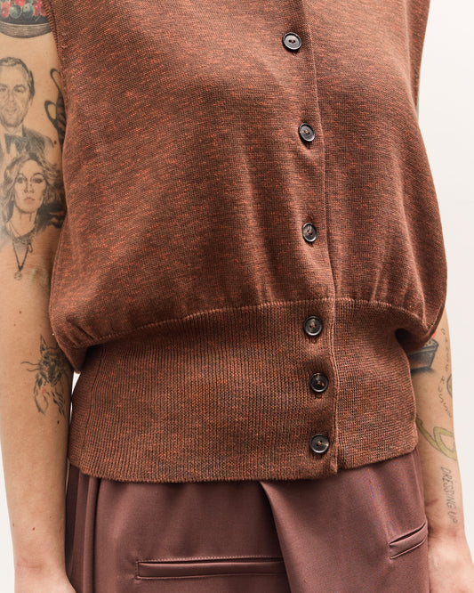 Cordera Flecked Cotton Waistcoat, Russet