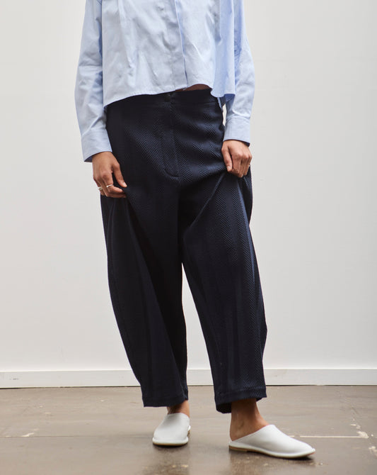 Cordera Herringbone Curved Pant, Navy