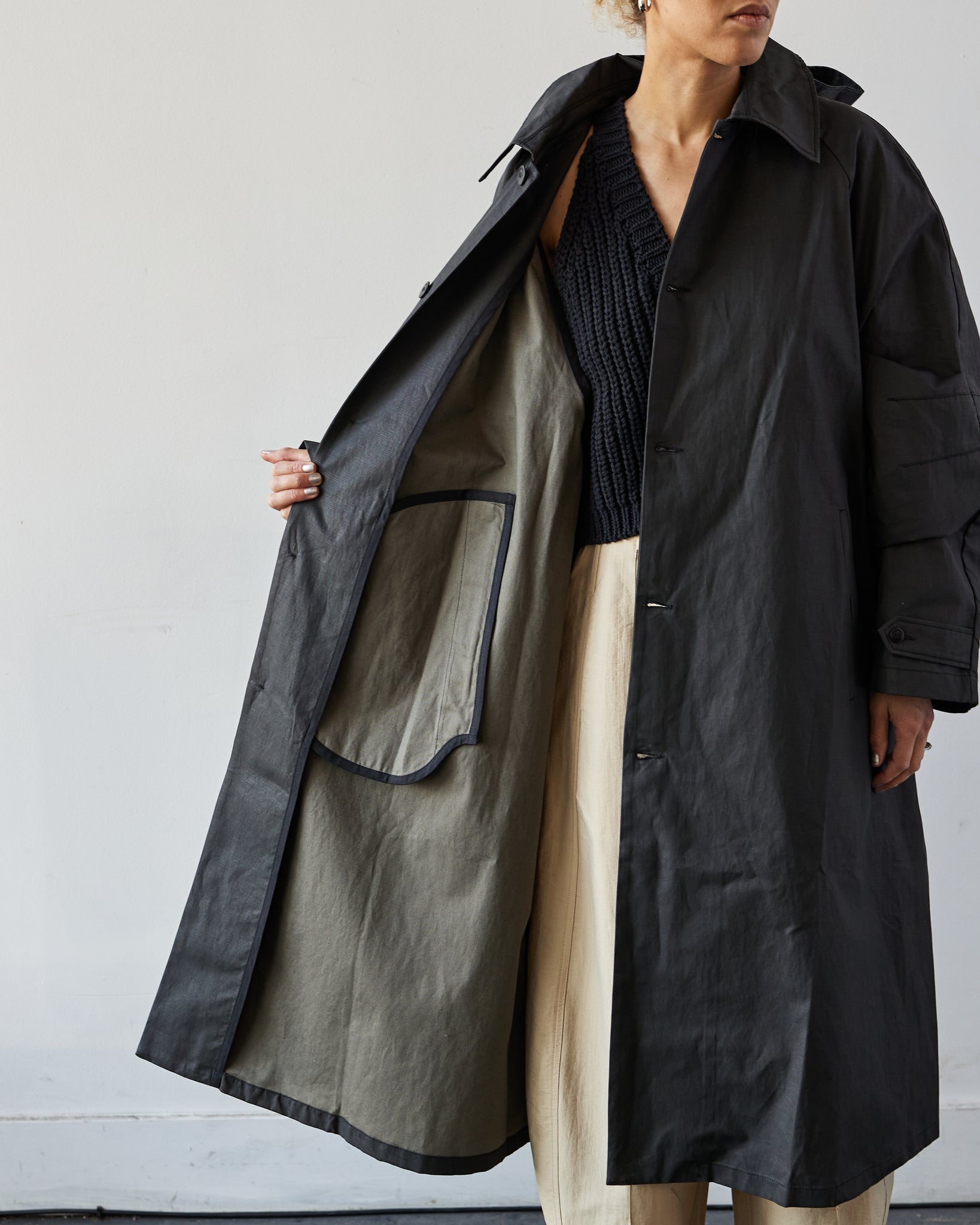 Cordera Hooded Trench, Black