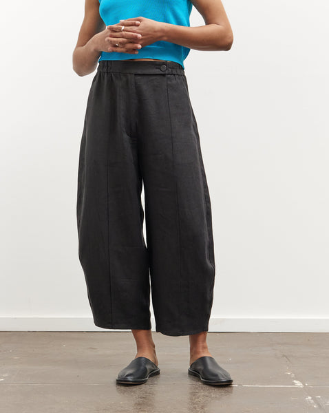 Cordera Linen Curved Leg Pant, Black – Glasswing