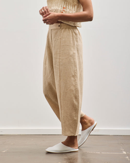 Cordera Melange Linen Curved Pant, Bicolor