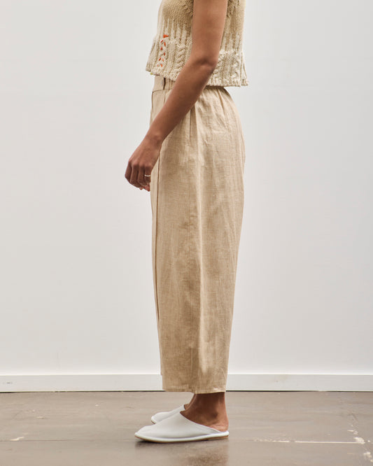 Cordera Melange Linen Curved Pant, Bicolor