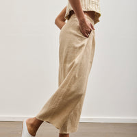 Cordera Melange Linen Curved Pant, Bicolor