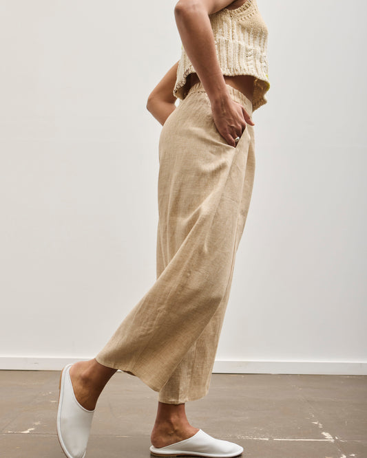 Cordera Melange Linen Curved Pant, Bicolor