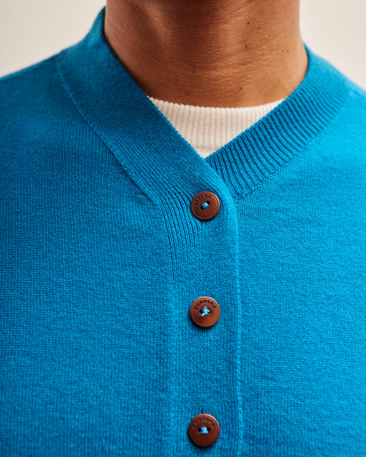 Cordera Merino Wool Cardigan, Cerúleo