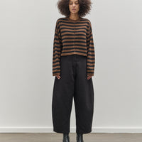 Cordera Merino Wool Striped Cardigan, Black/Brown