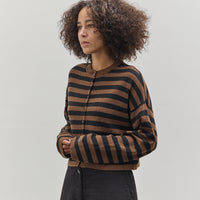 Cordera Merino Wool Striped Cardigan, Black/Brown