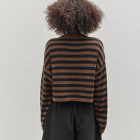 Cordera Merino Wool Striped Cardigan, Black/Brown