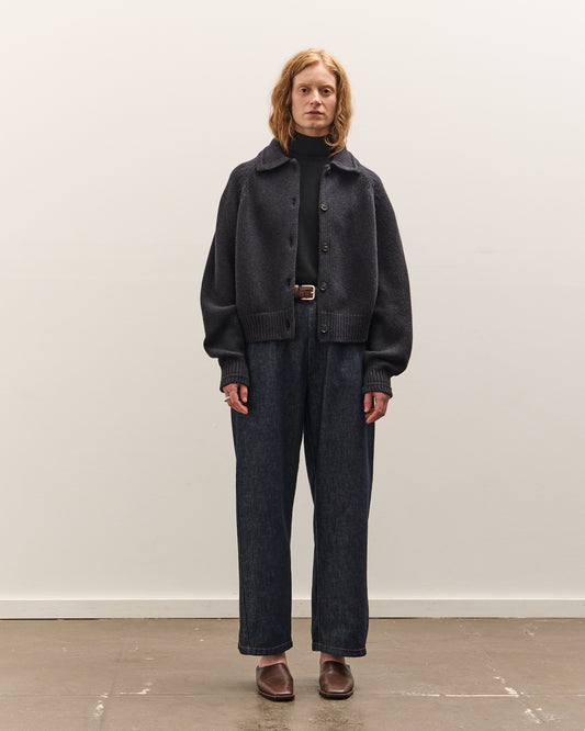 Cordera Merino Wool Collar Cardigan, Anthracite